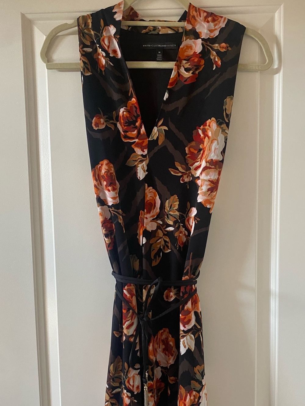 White House Black Market Black Floral Wrap Dress